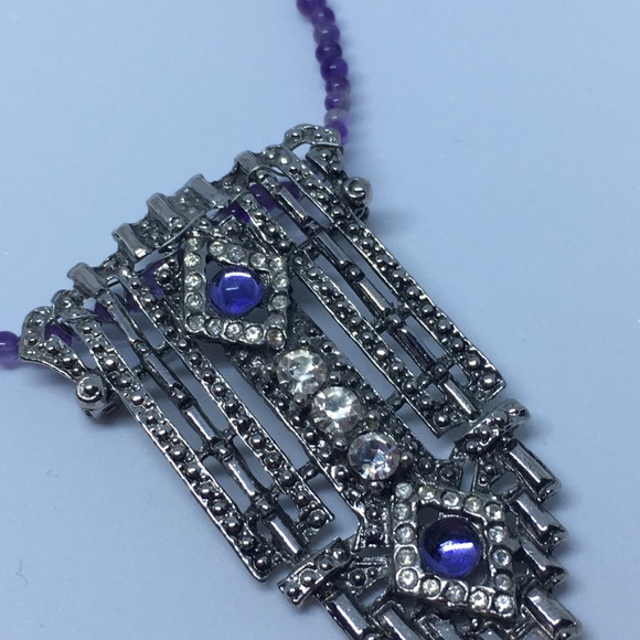 Amethyst Necklace with stunning vintage brooch - Picture 2 of 5